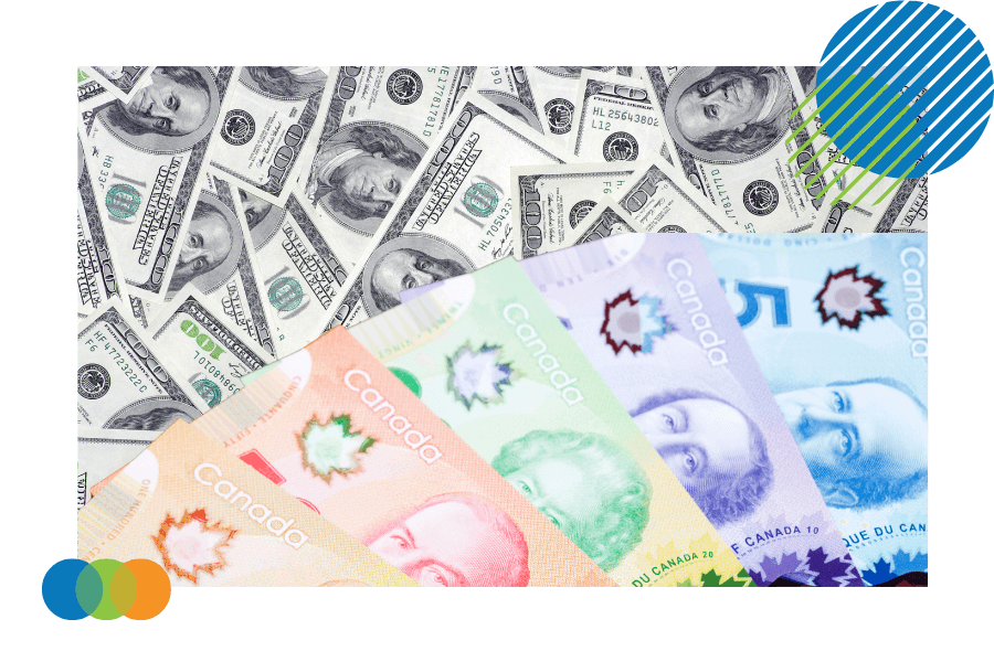 canadian and us dollars